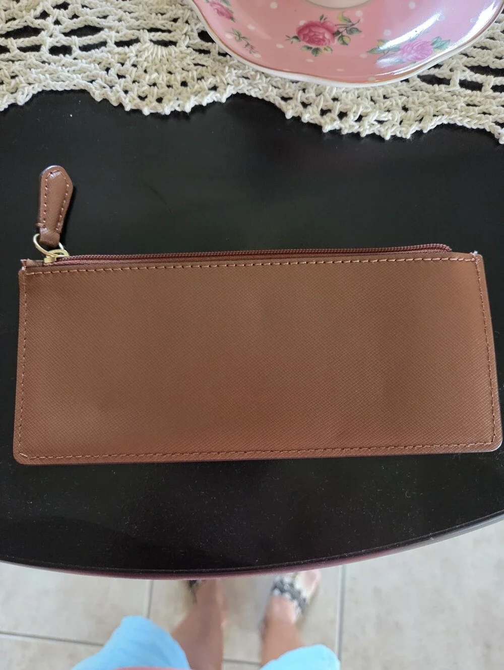 Coach Brown Pencil Bag Or COIN PURSE OR Card Wallet with Gold Hardware